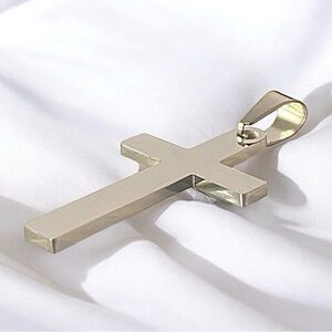Cross Pendant Stainless Steel Silver Men's -  Length 1.5”, Width 0.2”